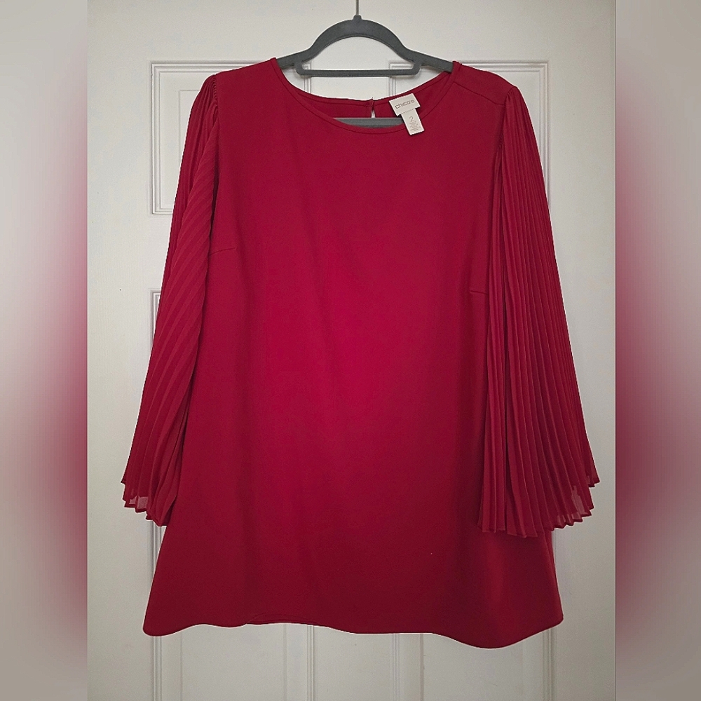 *EUC* Chico's Red Long Sleeve Blouse